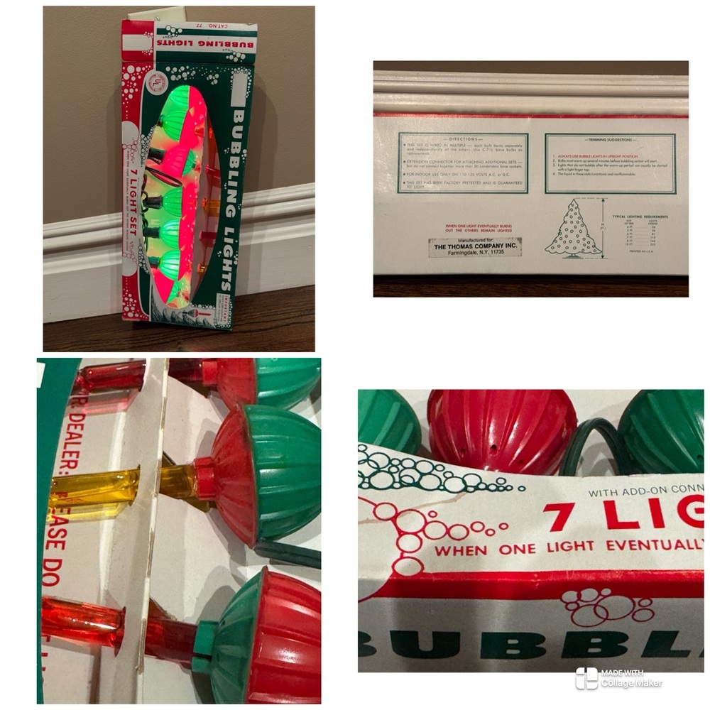 Vintage ACLA Christmas Bubbling Lights - 7 Bubble Lite Set tested and working
